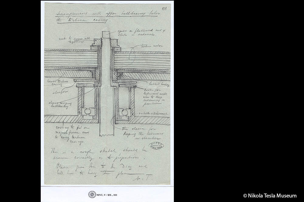 Tesla, Sketch of a Turbine - Design Inspiration - 